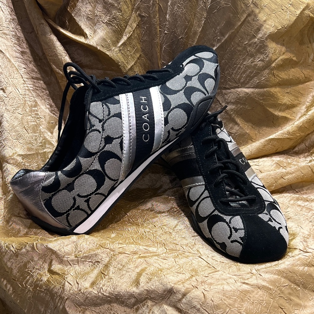 Coach Women's Black and Silver Patterned Sneakers